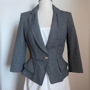 Gray and Black Blazer Peplum Style
